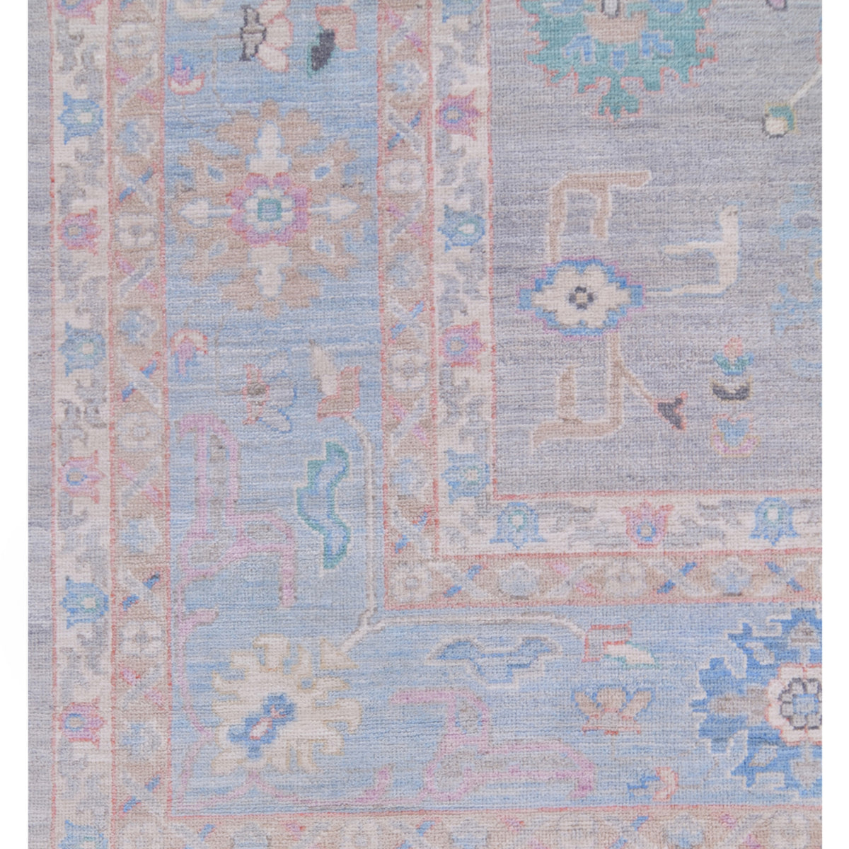 Pacific Ushak Wool Weft 42763 Grey Blue Transitional Hand Knotted Rug