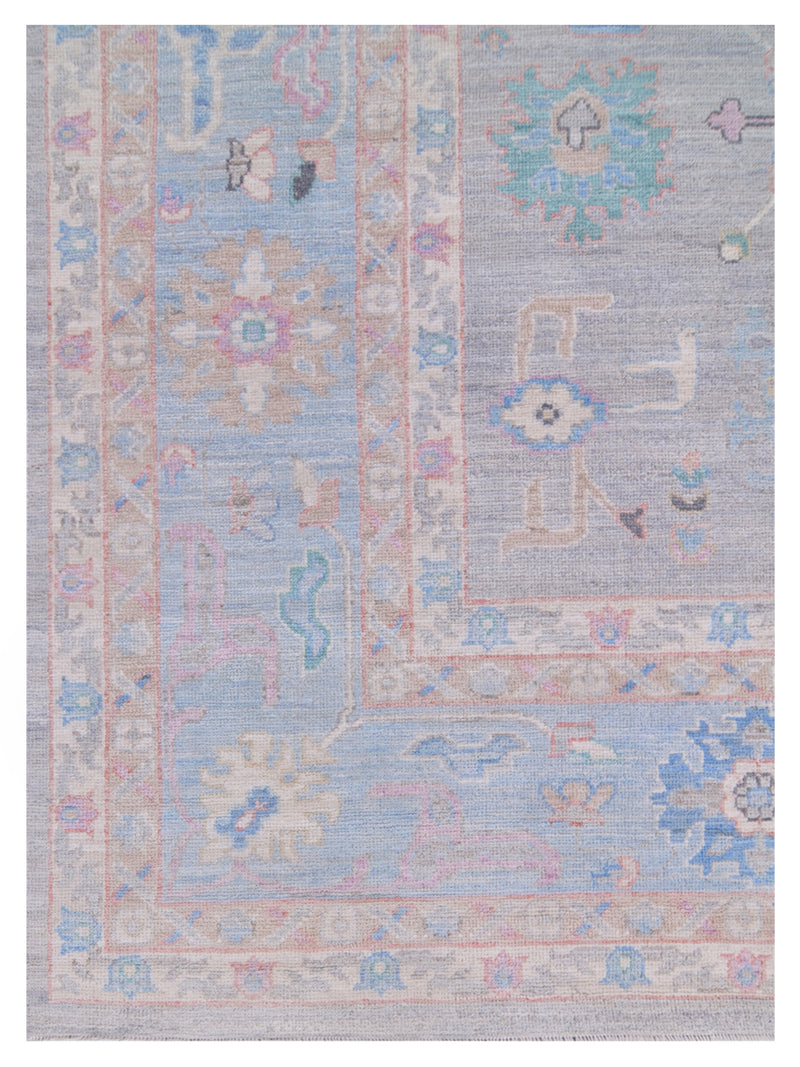 Pacific Ushak Wool Weft 42763 Grey Blue Transitional Hand Knotted Rug