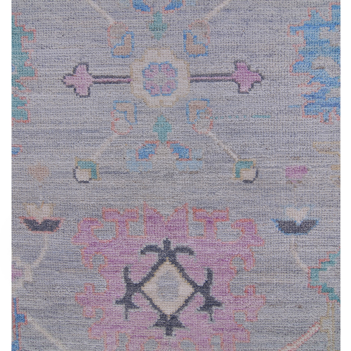 Pacific Ushak Wool Weft 42763 Grey Blue Transitional Hand Knotted Rug