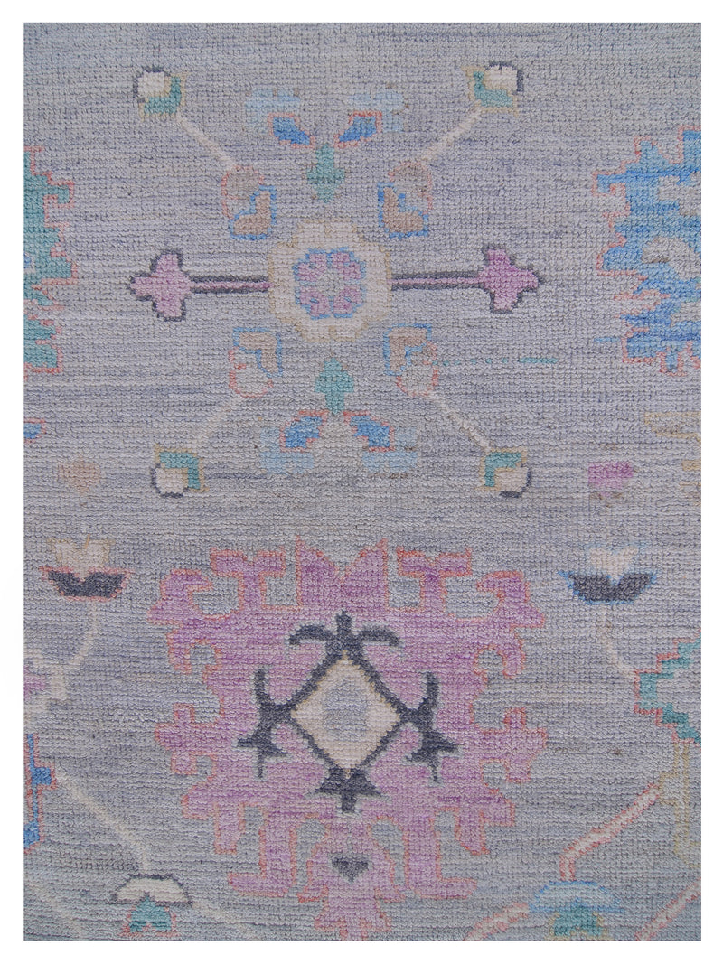 Pacific Ushak Wool Weft 42763 Grey Blue Transitional Hand Knotted Rug