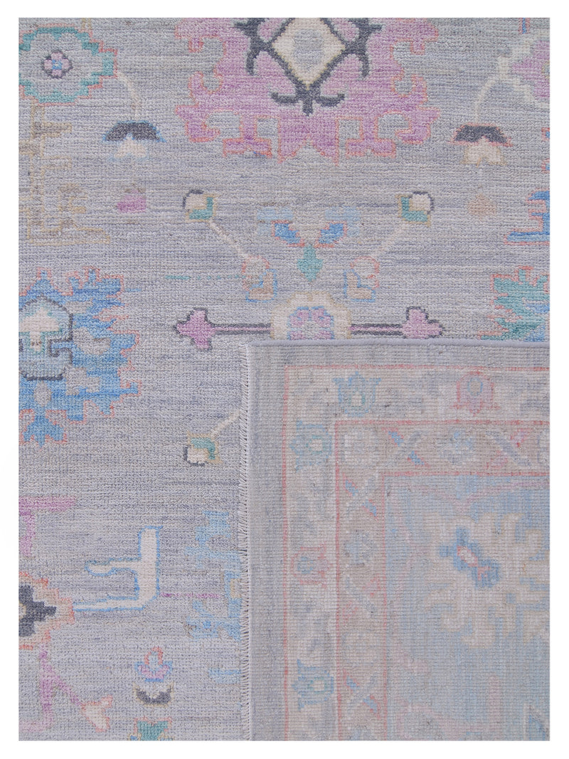 Pacific Ushak Wool Weft 42763 Grey Blue Transitional Hand Knotted Rug