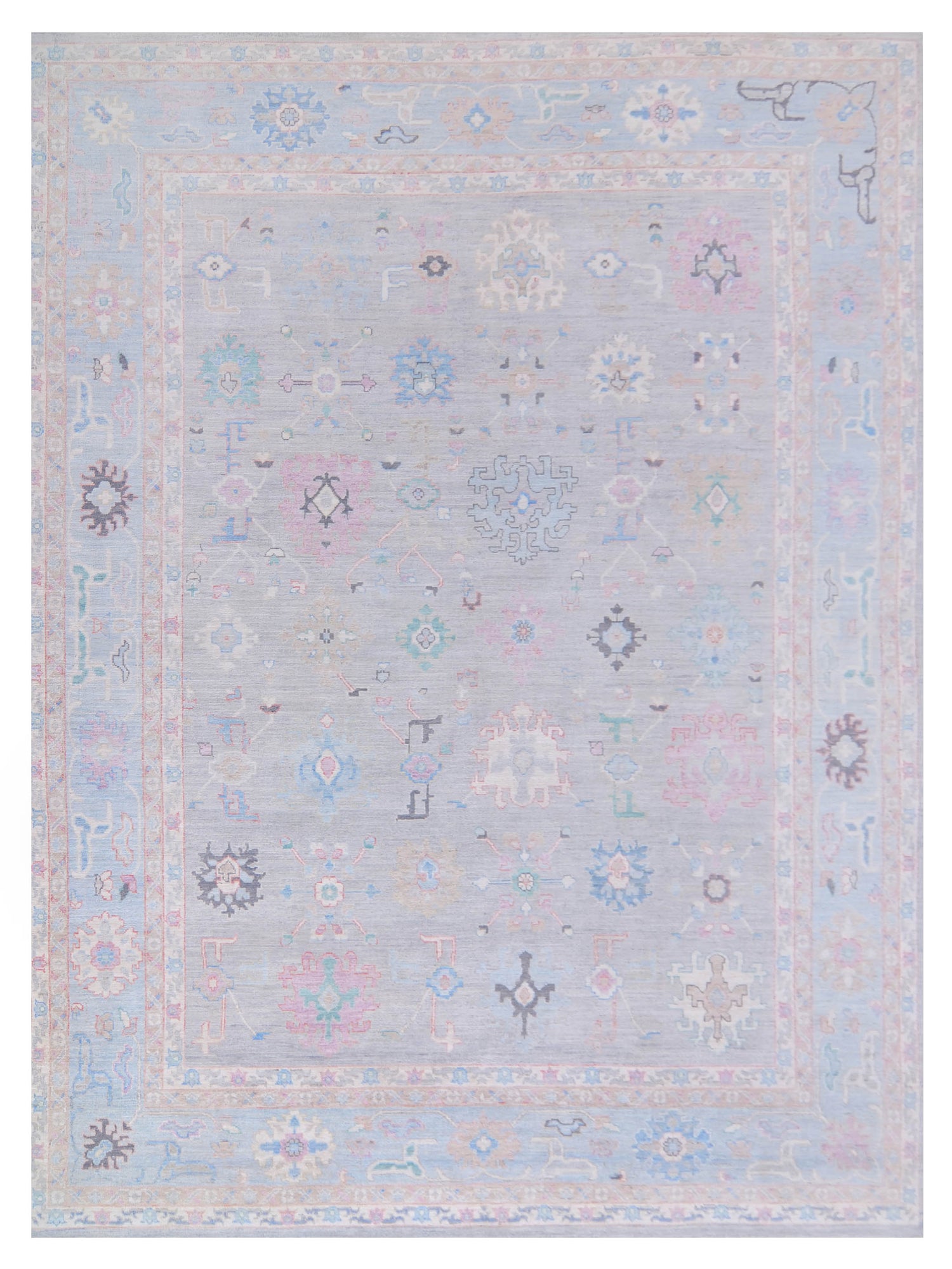 Pacific Ushak Wool Weft  Grey Blue Transitional