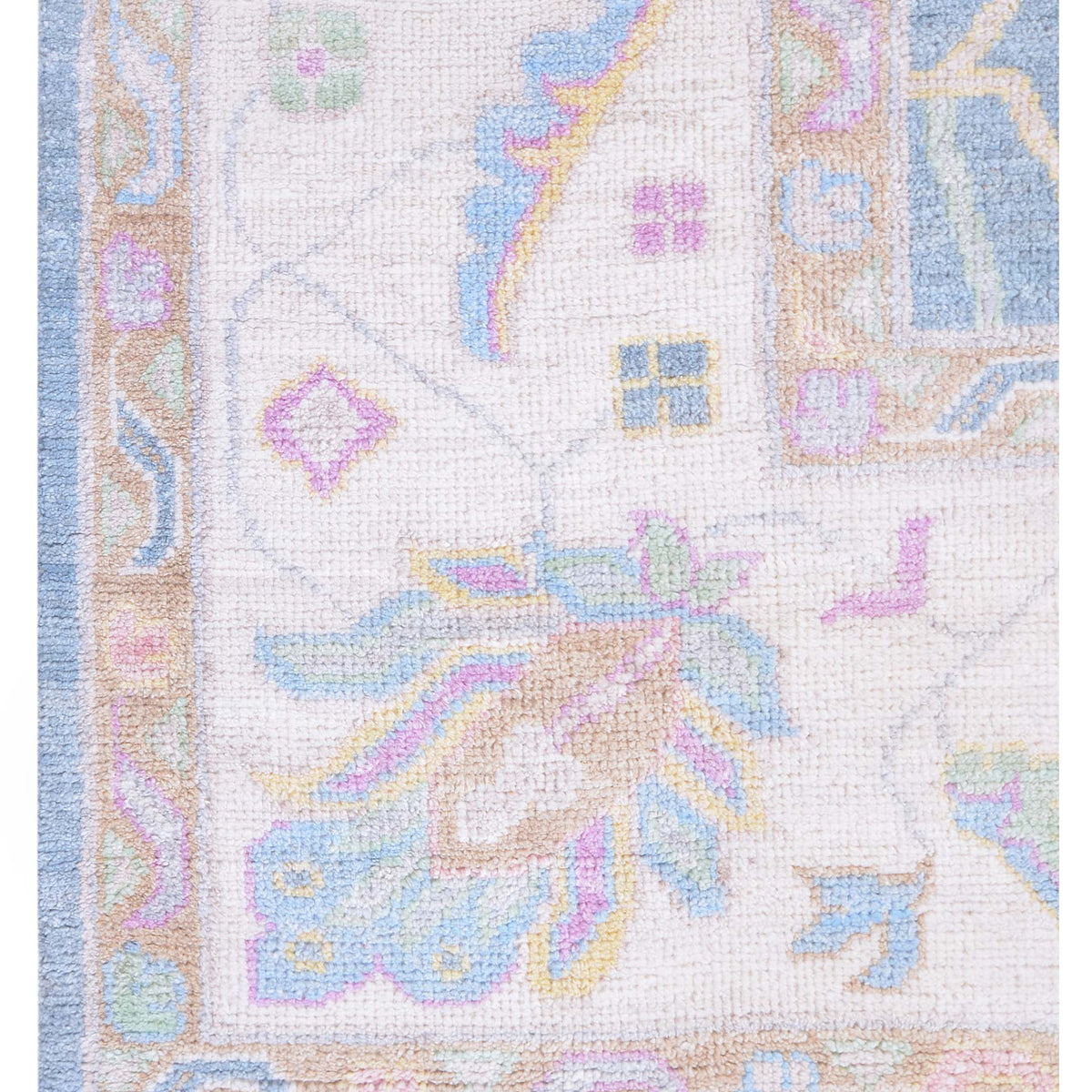 Pacific Ushak Wool Weft 42764 Grey Ivory Transitional Hand Knotted Rug