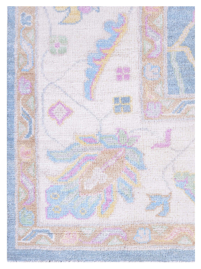 Pacific Ushak Wool Weft 42764 Grey Ivory Transitional Hand Knotted Rug