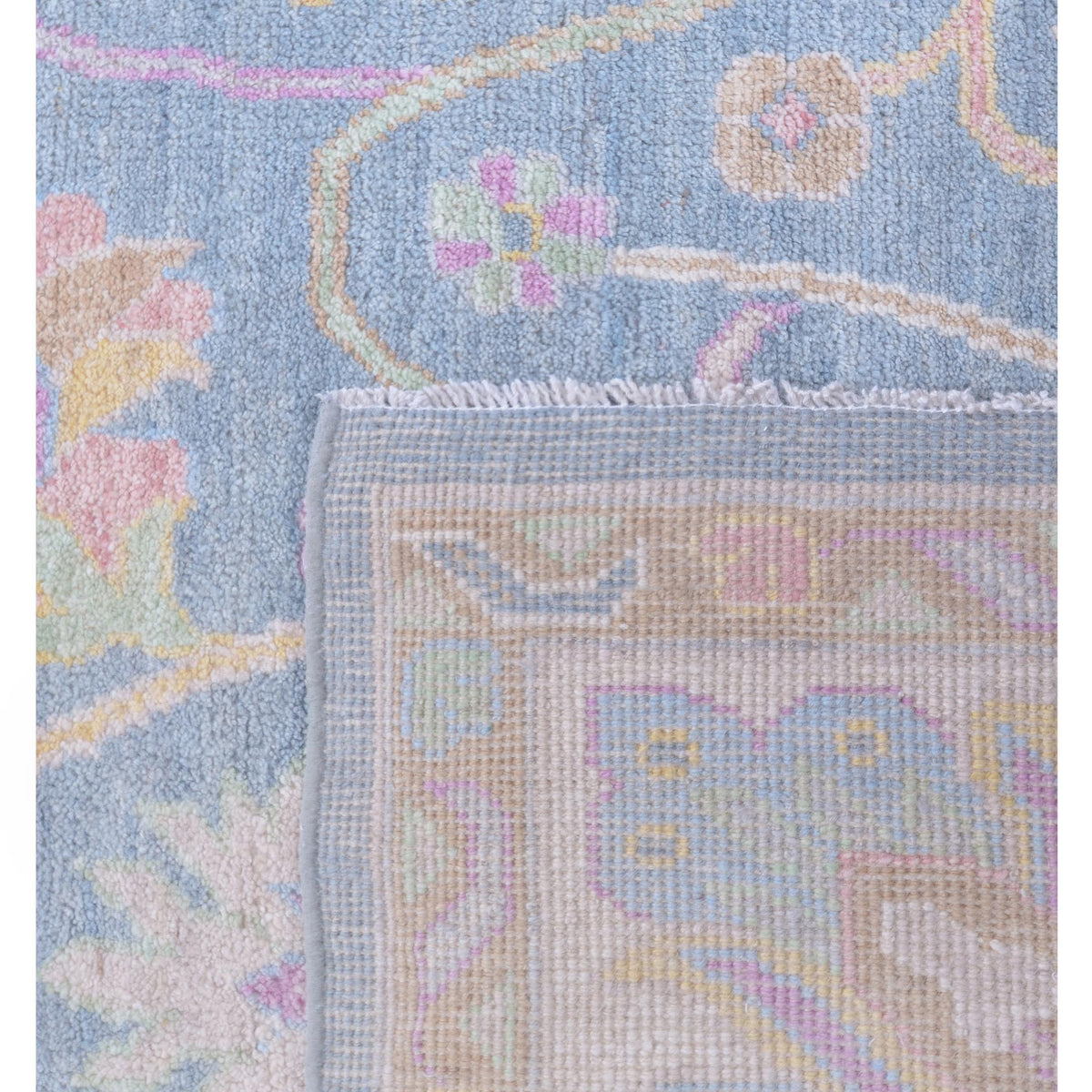 Pacific Ushak Wool Weft 42764 Grey Ivory Transitional Hand Knotted Rug