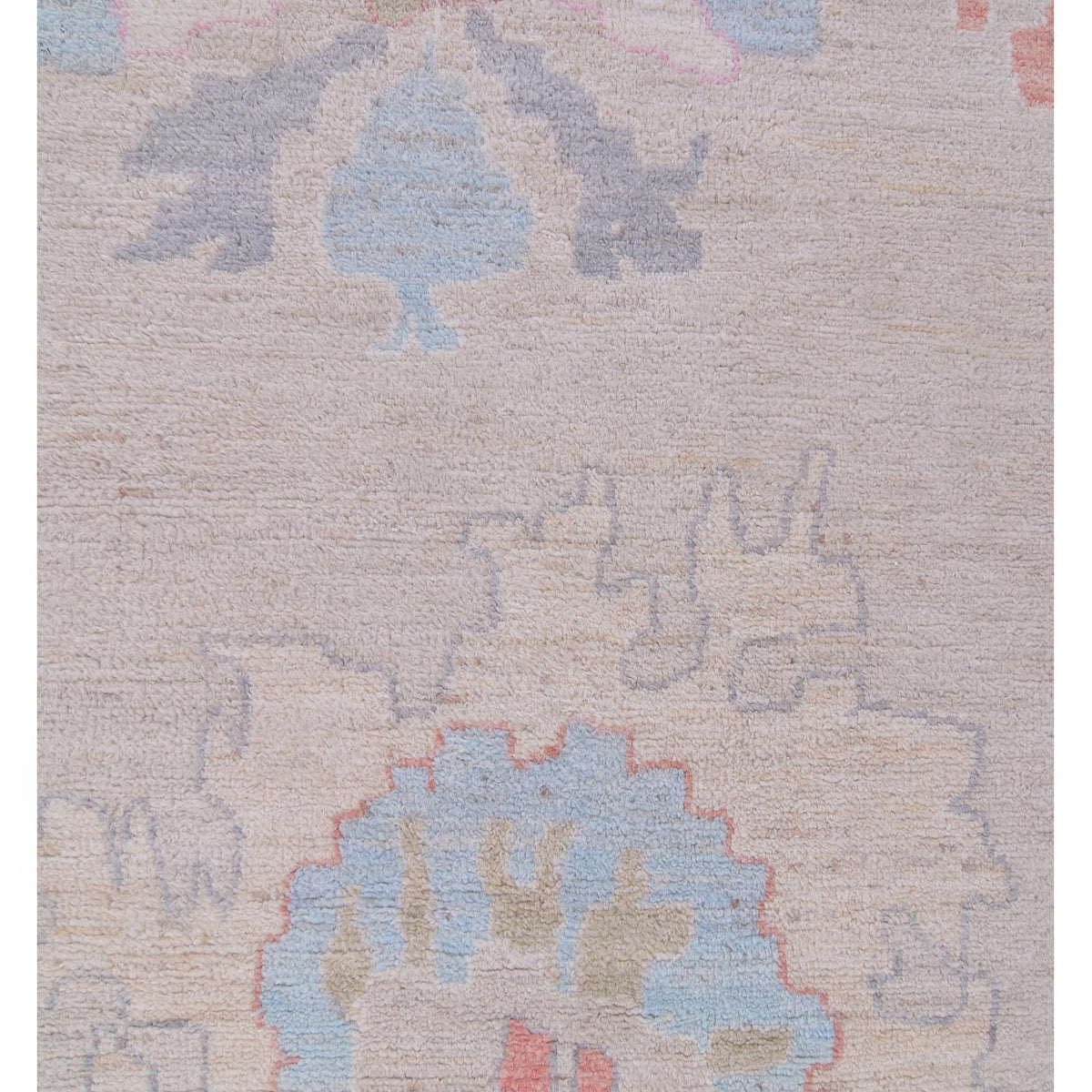 Pacific Ushak Wool Weft 42765 Beige Green Transitional Hand Knotted Rug