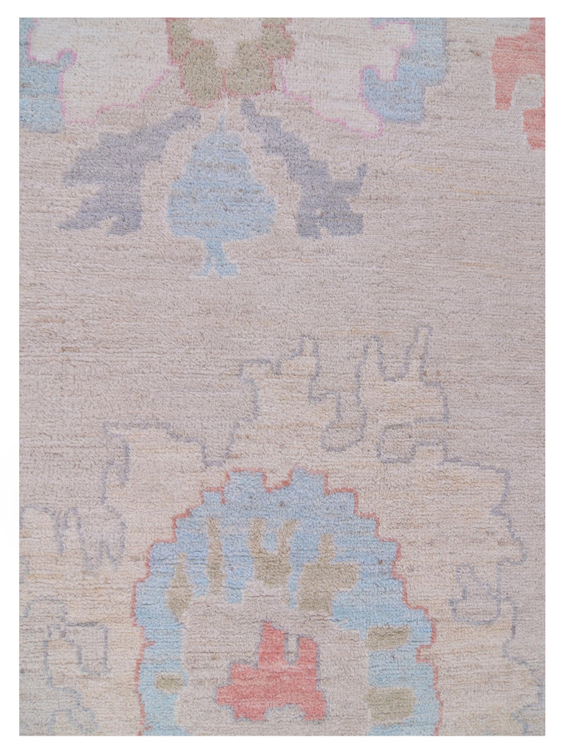 Pacific Ushak Wool Weft 42765 Beige Green Transitional Hand Knotted Rug