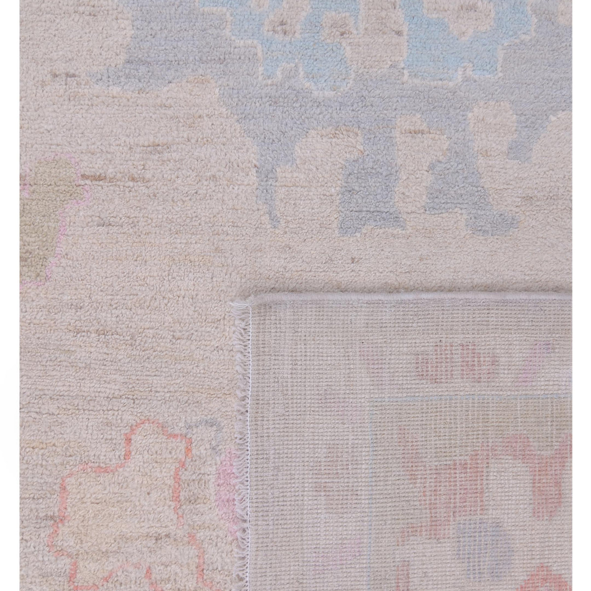 Pacific Ushak Wool Weft 42765 Beige Green Transitional Hand Knotted Rug