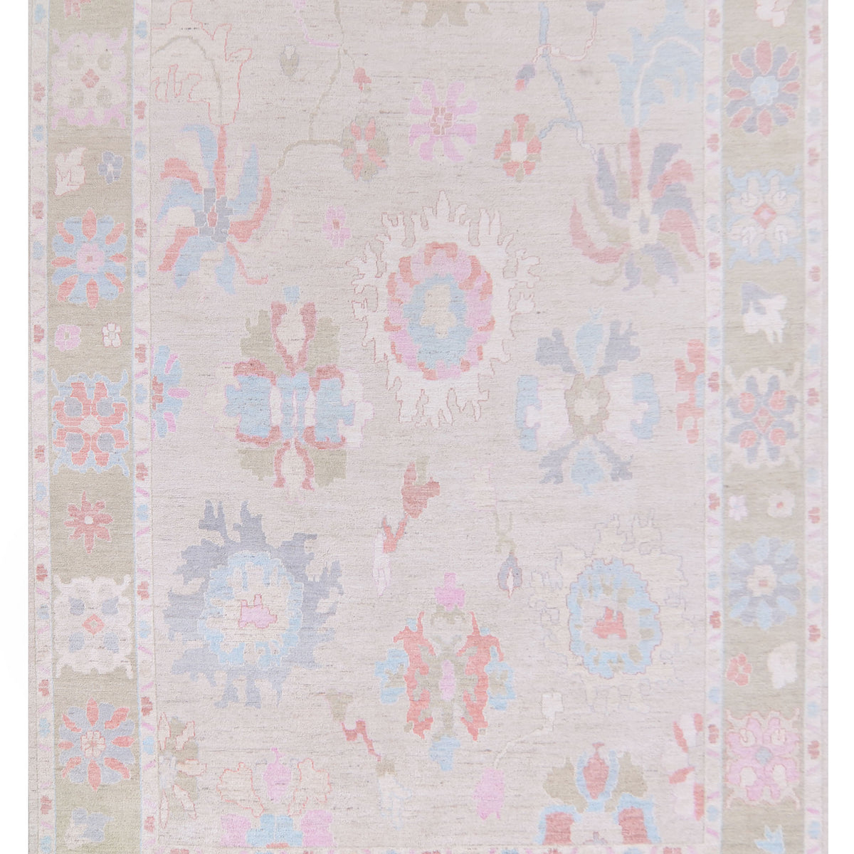 Pacific Ushak Wool Weft  Beige Green Transitional