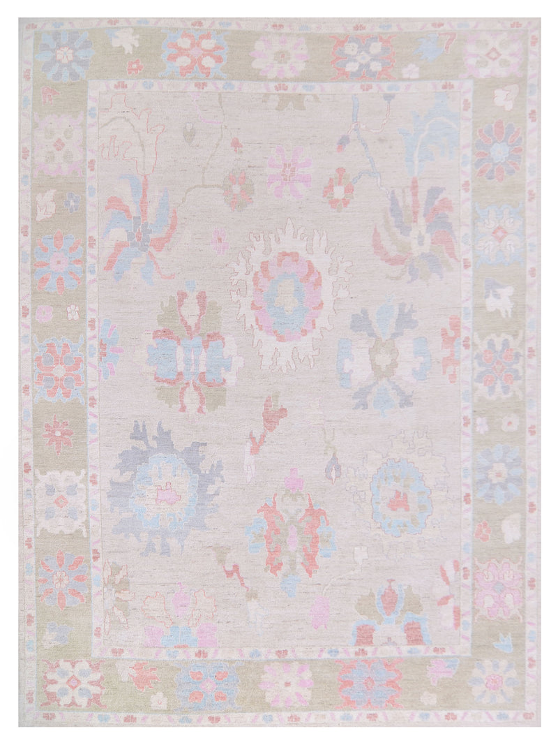 Pacific Ushak Wool Weft  Beige Green Transitional