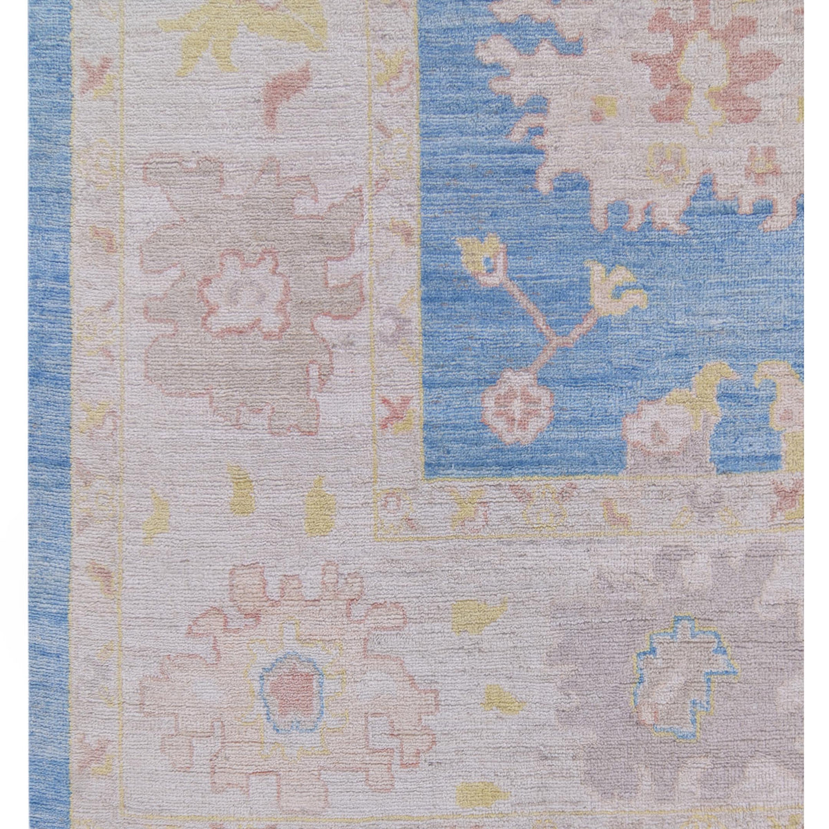 Pacific Ushak Wool Weft 42767 Blue Ivory Transitional Hand Knotted Rug