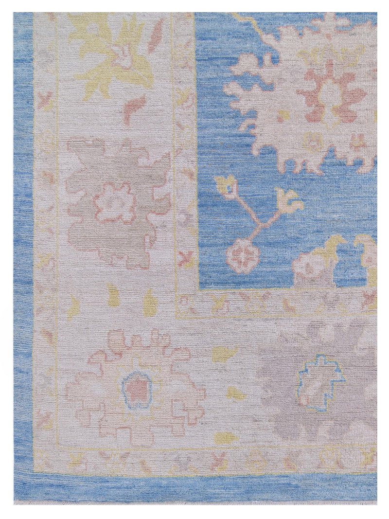 Pacific Ushak Wool Weft 42767 Blue Ivory Transitional Hand Knotted Rug