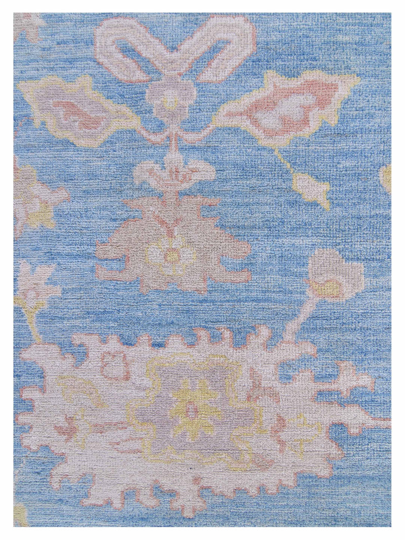 Pacific Ushak Wool Weft 42767 Blue Ivory Transitional Hand Knotted Rug