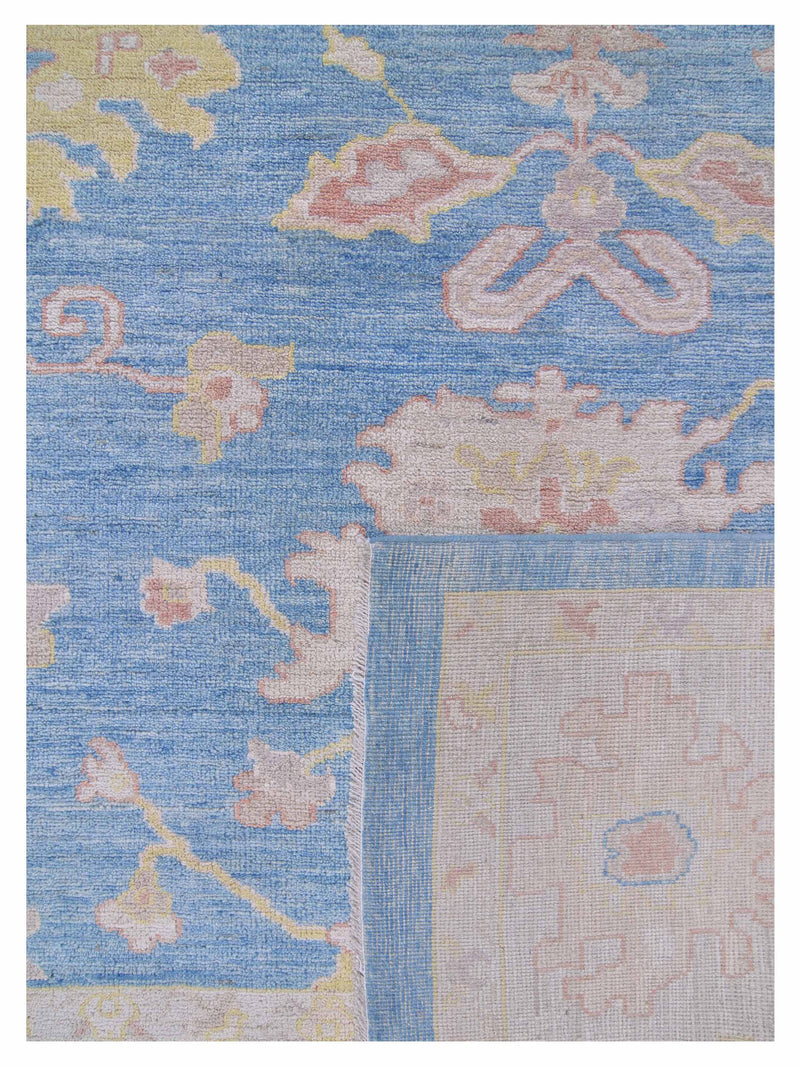 Pacific Ushak Wool Weft 42767 Blue Ivory Transitional Hand Knotted Rug