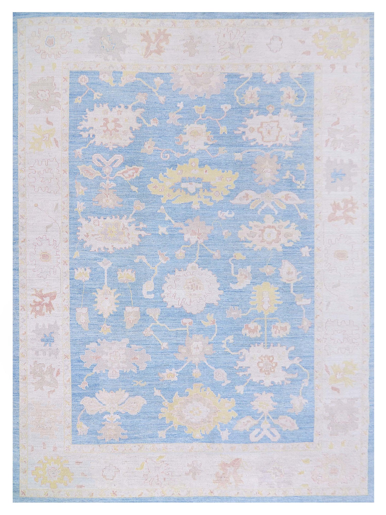 Pacific Ushak Wool Weft  Blue Ivory Transitional