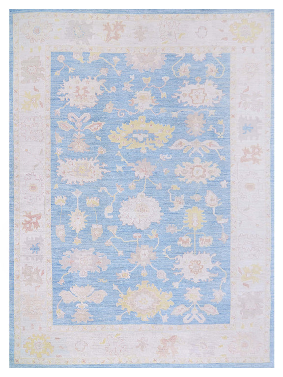 Pacific Ushak Wool Weft  Blue Ivory Transitional
