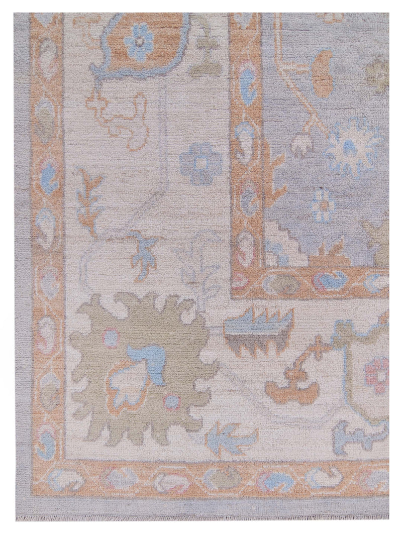Pacific Ushak Wool Weft 42774 Grey Ivory Transitional Hand Knotted Rug
