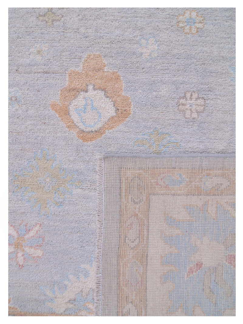 Pacific Ushak Wool Weft 42774 Grey Ivory Transitional Hand Knotted Rug