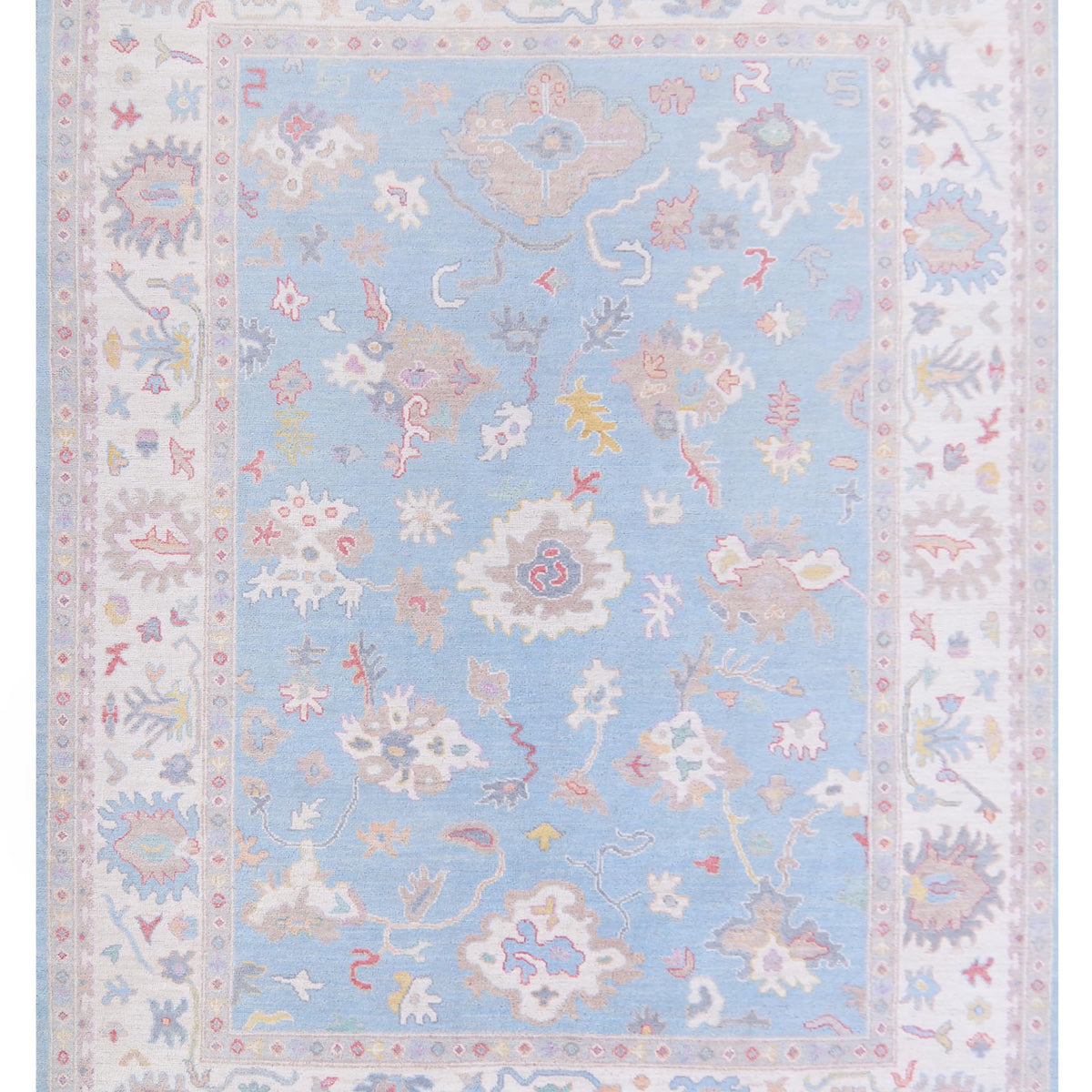 Pacific Ushak Wool Weft  Blue Ivory Transitional