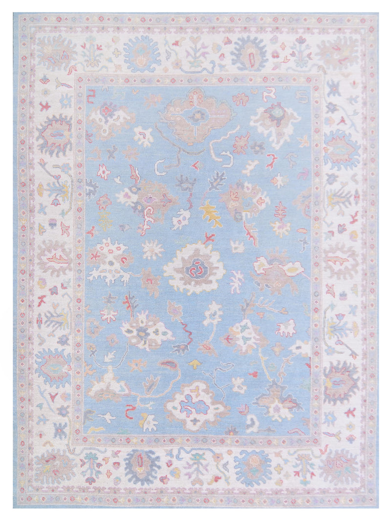 Pacific Ushak Wool Weft  Blue Ivory Transitional