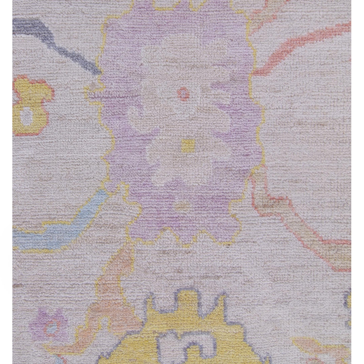 Pacific Ushak Wool Weft 42776 Beige Blue Transitional Hand Knotted Rug