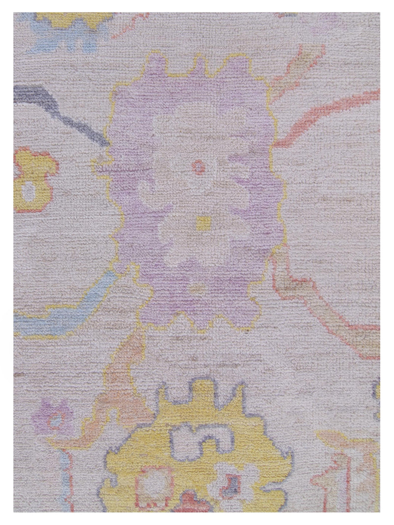 Pacific Ushak Wool Weft 42776 Beige Blue Transitional Hand Knotted Rug