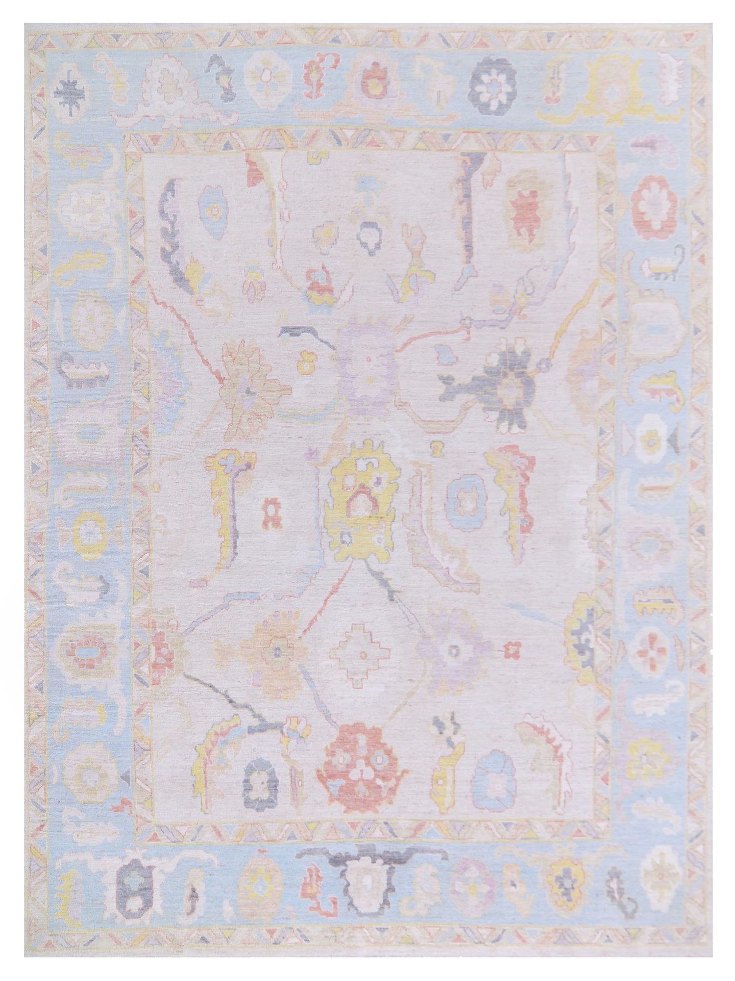Pacific Ushak Wool Weft  Beige Blue Transitional
