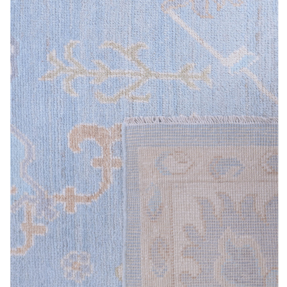 Pacific Ushak Wool Weft 42782 Grey Ivory Transitional Hand Knotted Rug