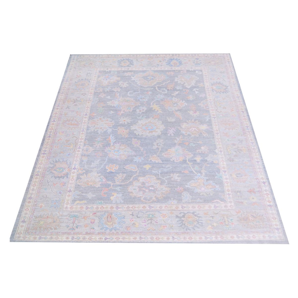 Pacific Ushak Wool Weft 42786 Grey Ivory Transitional Hand Knotted Rug