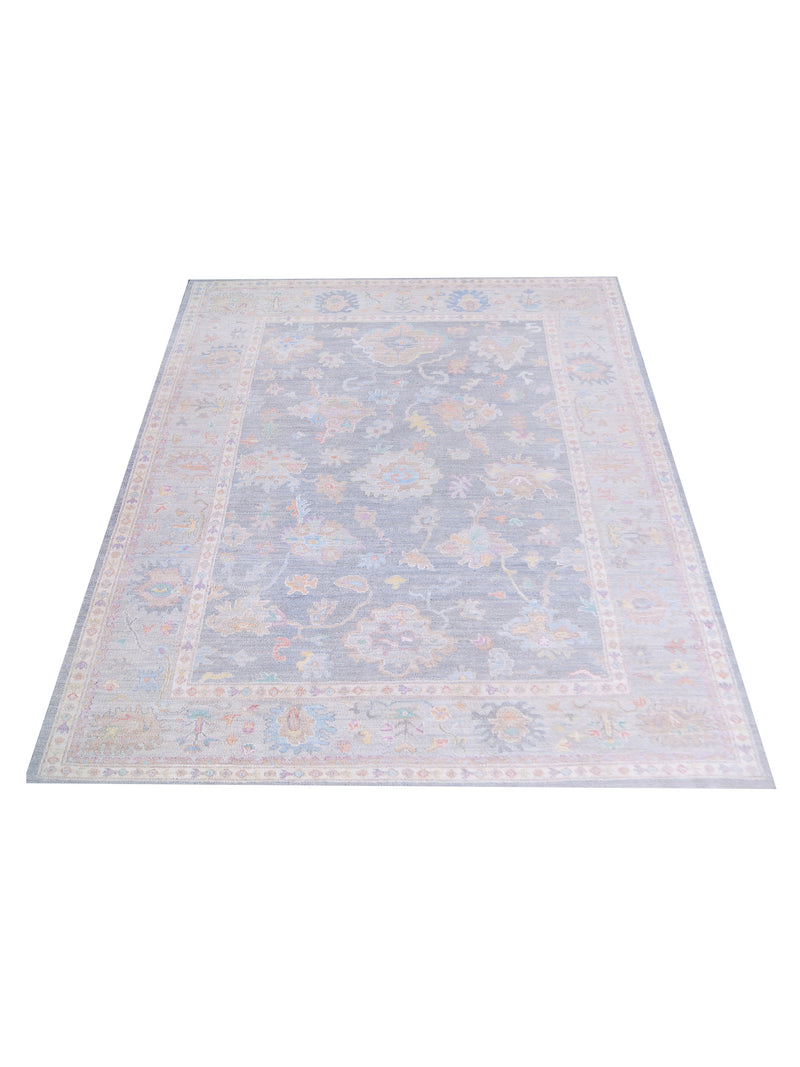 Pacific Ushak Wool Weft 42786 Grey Ivory Transitional Hand Knotted Rug