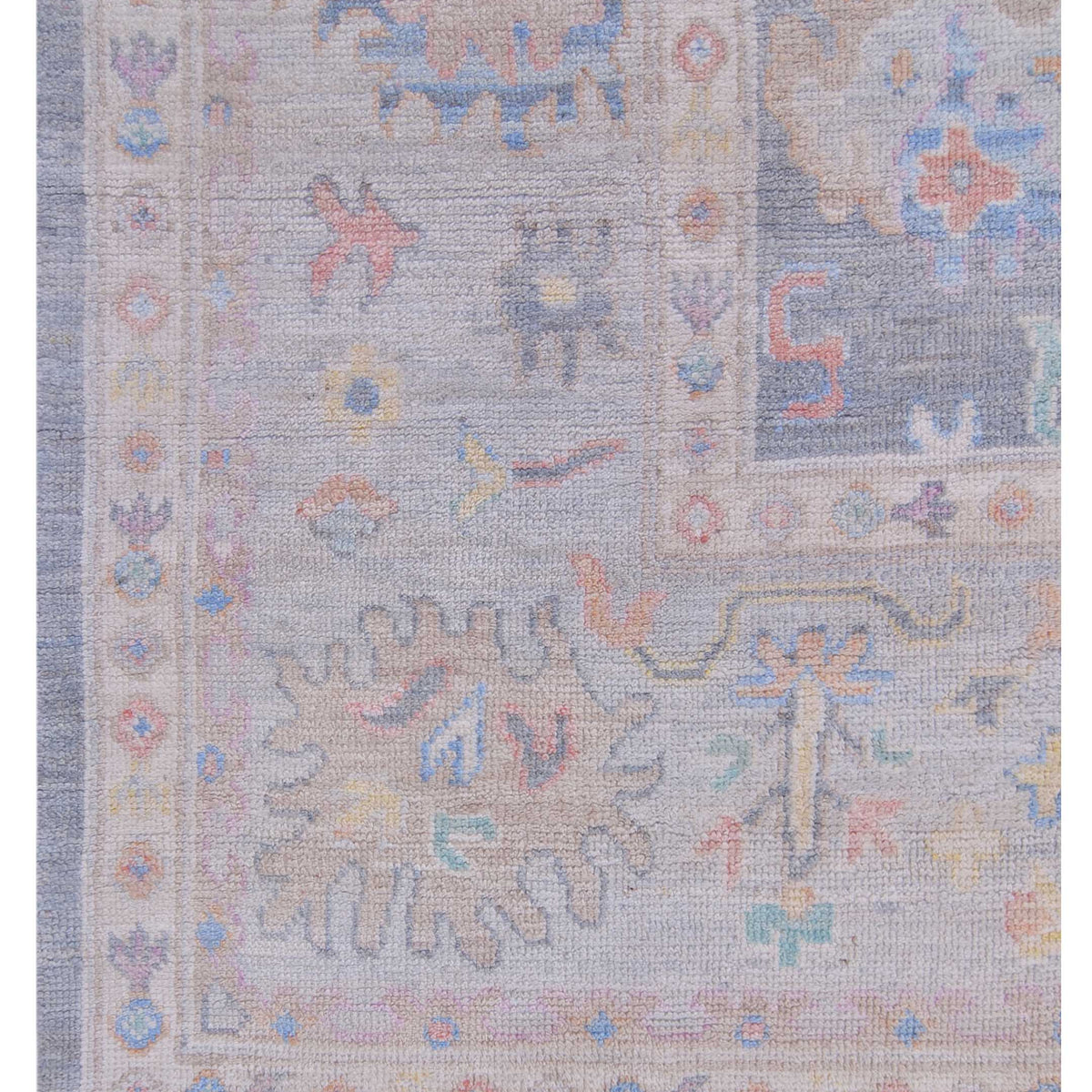 Pacific Ushak Wool Weft 42786 Grey Ivory Transitional Hand Knotted Rug