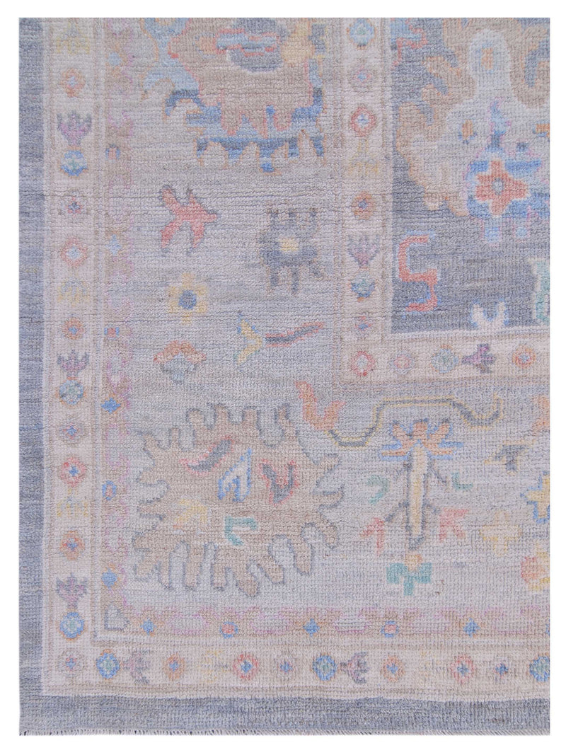 Pacific Ushak Wool Weft 42786 Grey Ivory Transitional Hand Knotted Rug