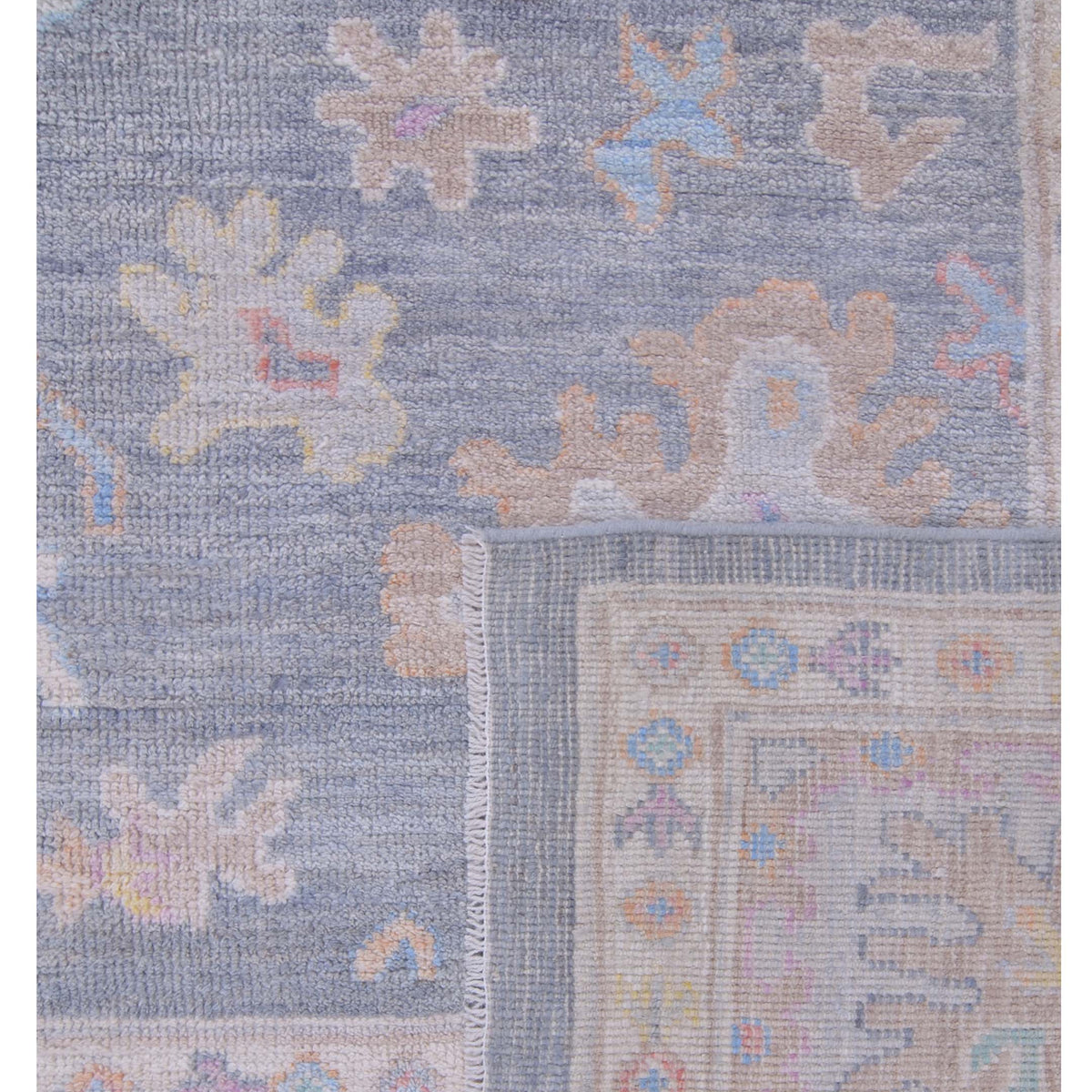 Pacific Ushak Wool Weft 42786 Grey Ivory Transitional Hand Knotted Rug