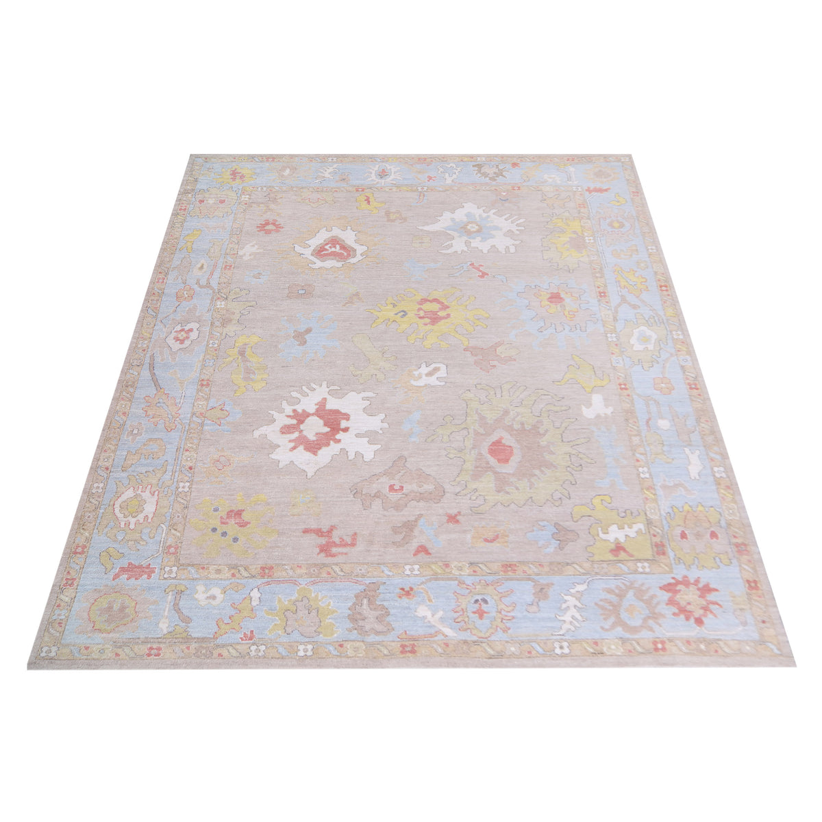 Pacific Ushak Wool Weft 42790 Lt.Blue Beige Transitional Hand Knotted Rug