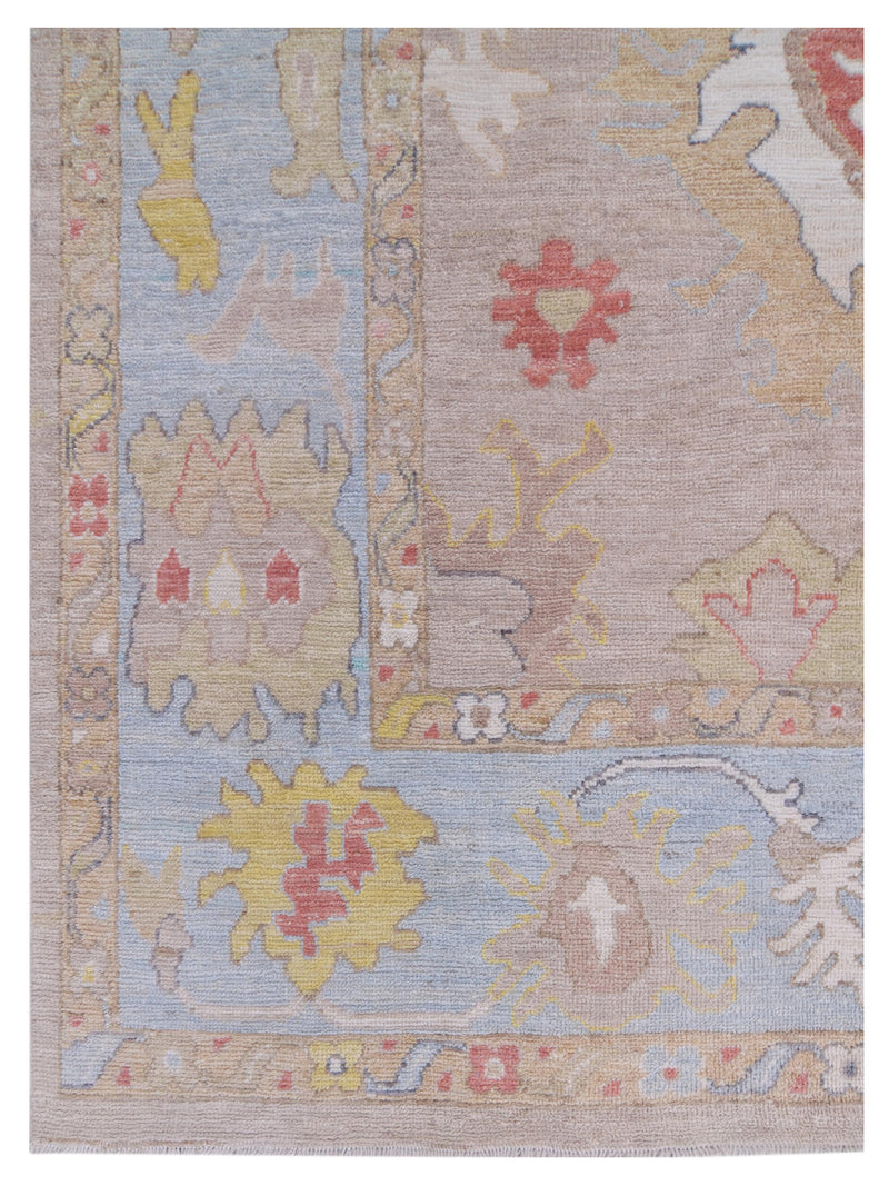 Pacific Ushak Wool Weft 42790 Lt.Blue Beige Transitional Hand Knotted Rug