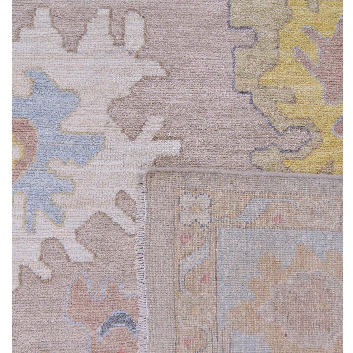 Pacific Ushak Wool Weft 42790 Lt.Blue Beige Transitional Hand Knotted Rug