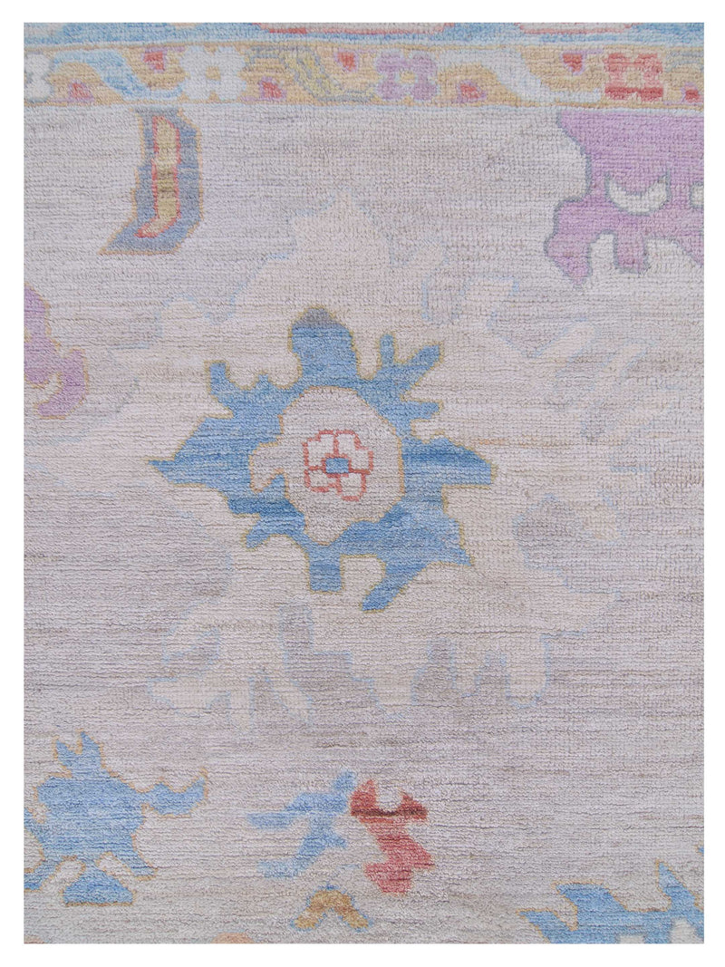 Pacific Ushak Wool Weft 42791 Beige Blue Transitional Hand Knotted Rug