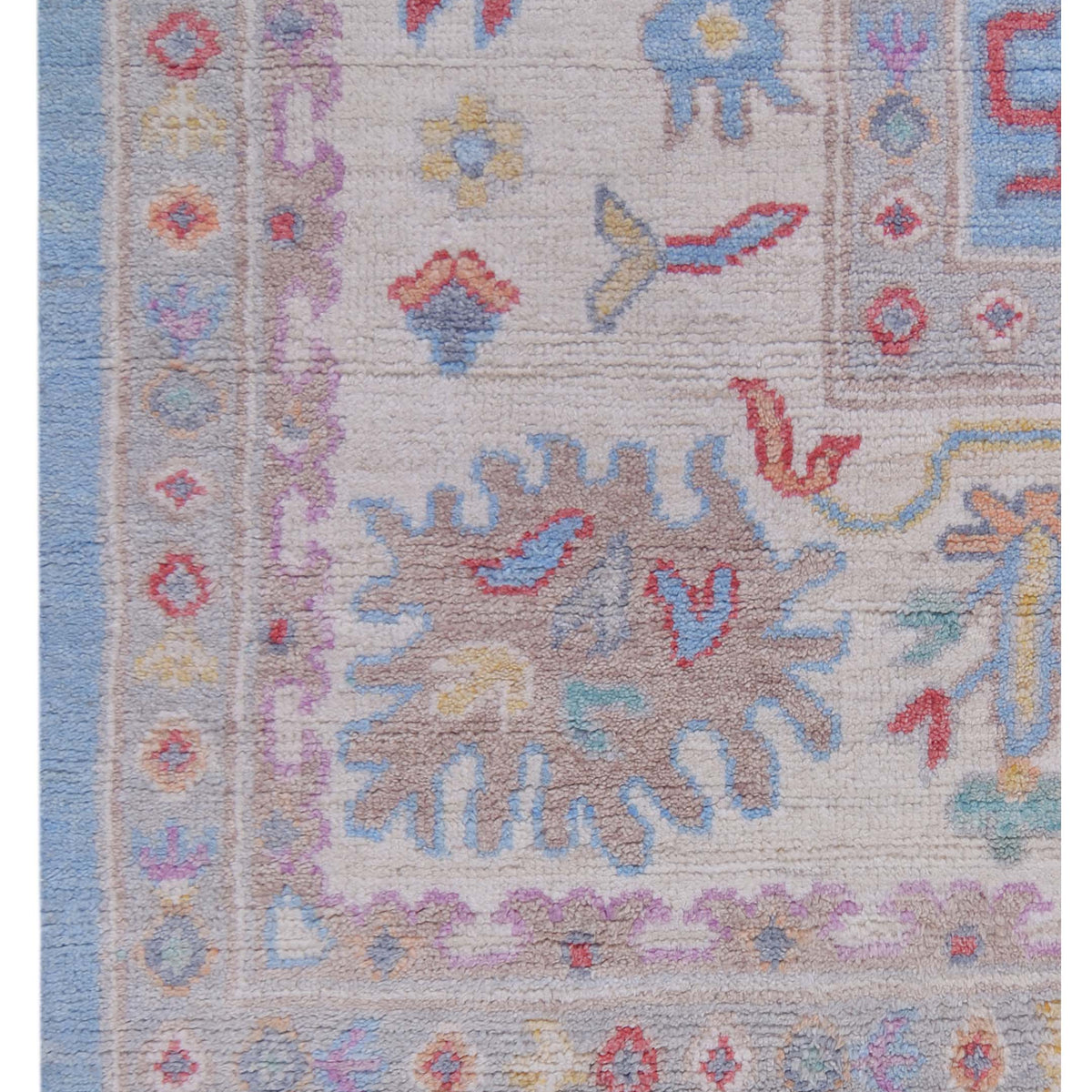 Pacific Ushak Wool Weft 42797 Blue Ivory Transitional Hand Knotted Rug