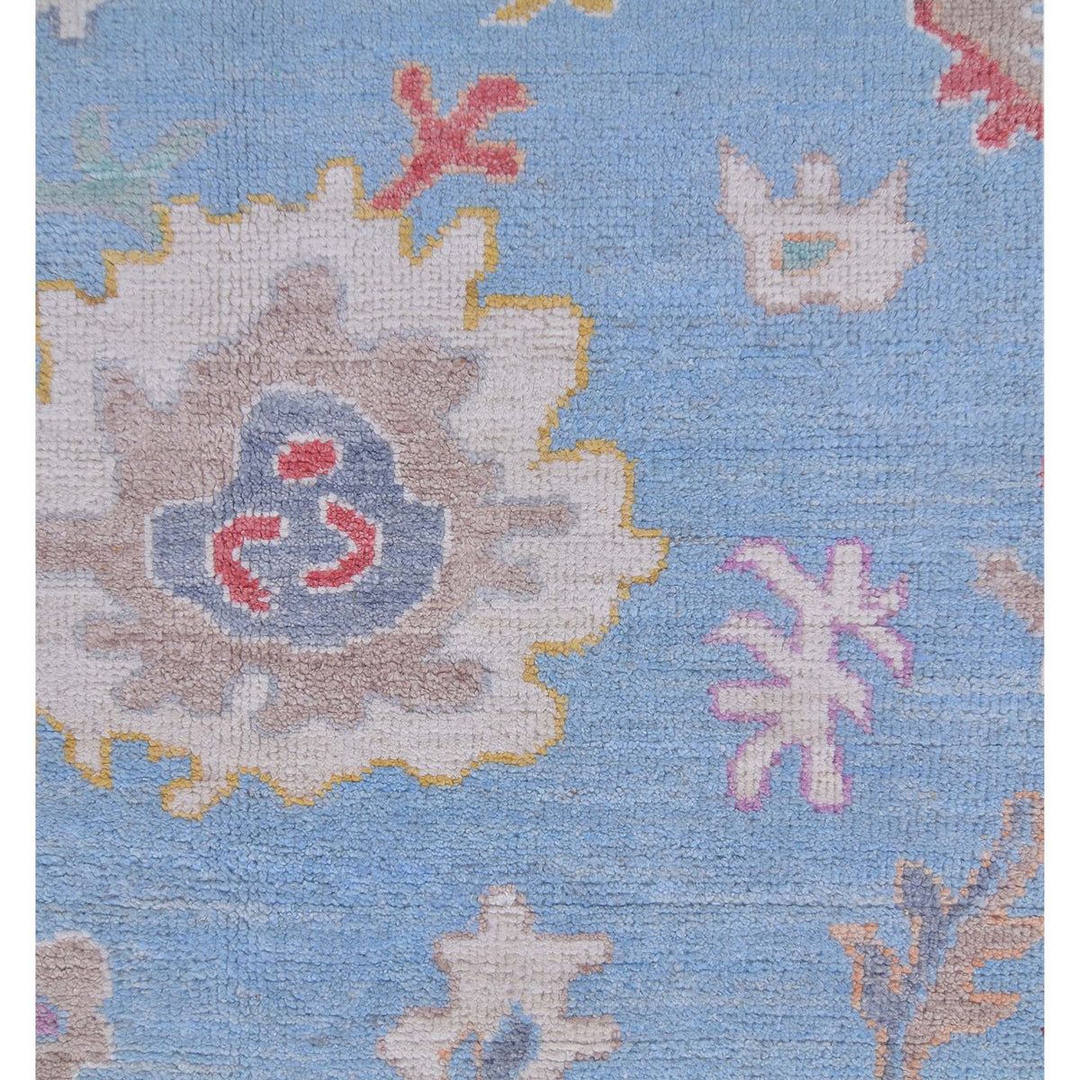 Pacific Ushak Wool Weft 42797 Blue Ivory Transitional Hand Knotted Rug