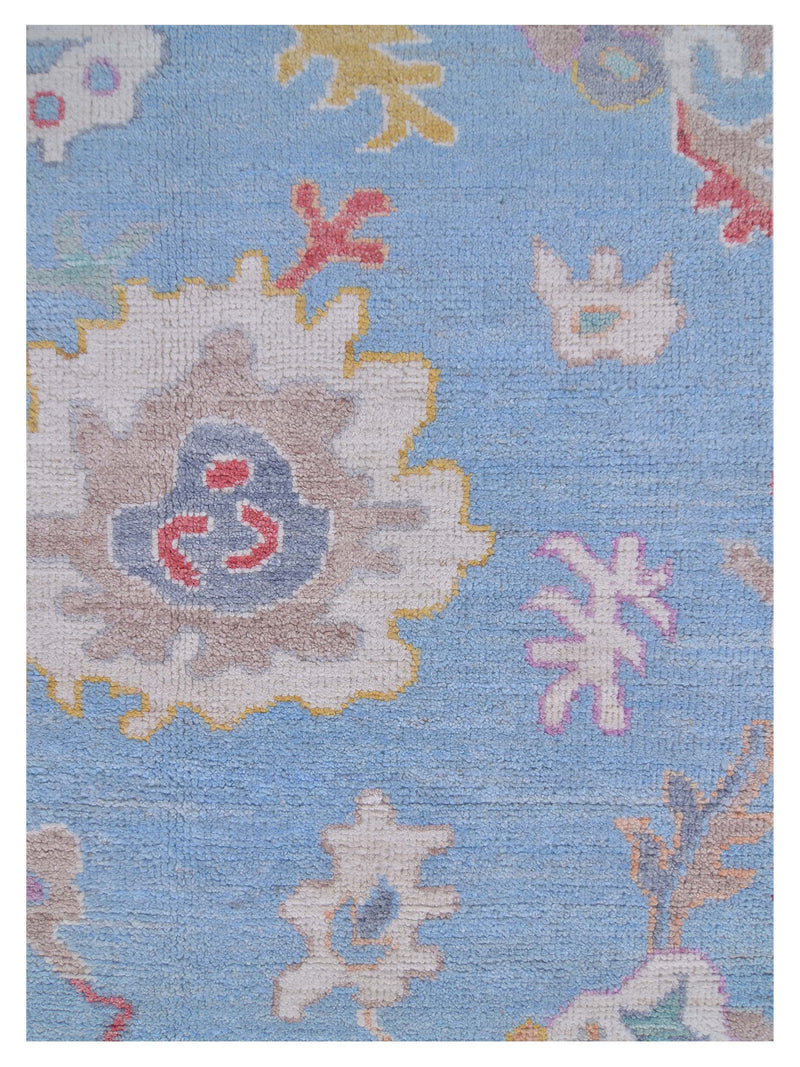 Pacific Ushak Wool Weft 42797 Blue Ivory Transitional Hand Knotted Rug