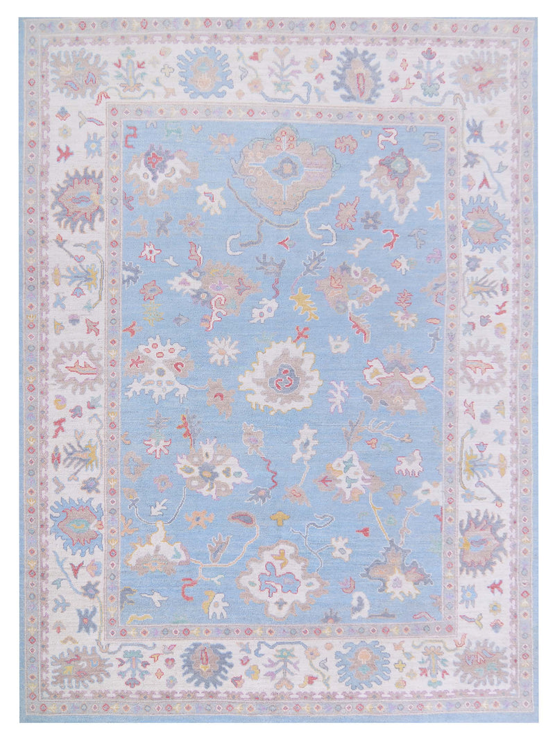 Pacific Ushak Wool Weft  Blue Ivory Transitional