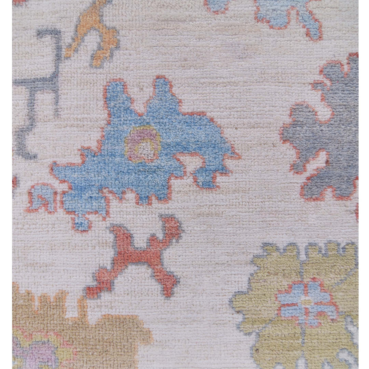 Pacific Ushak Wool Weft 42803 Ivory Blue Transitional Hand Knotted Rug