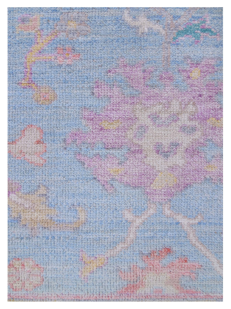 Pacific Ushak Wool Weft 42804 Blue Ivory Transitional Hand Knotted Rug