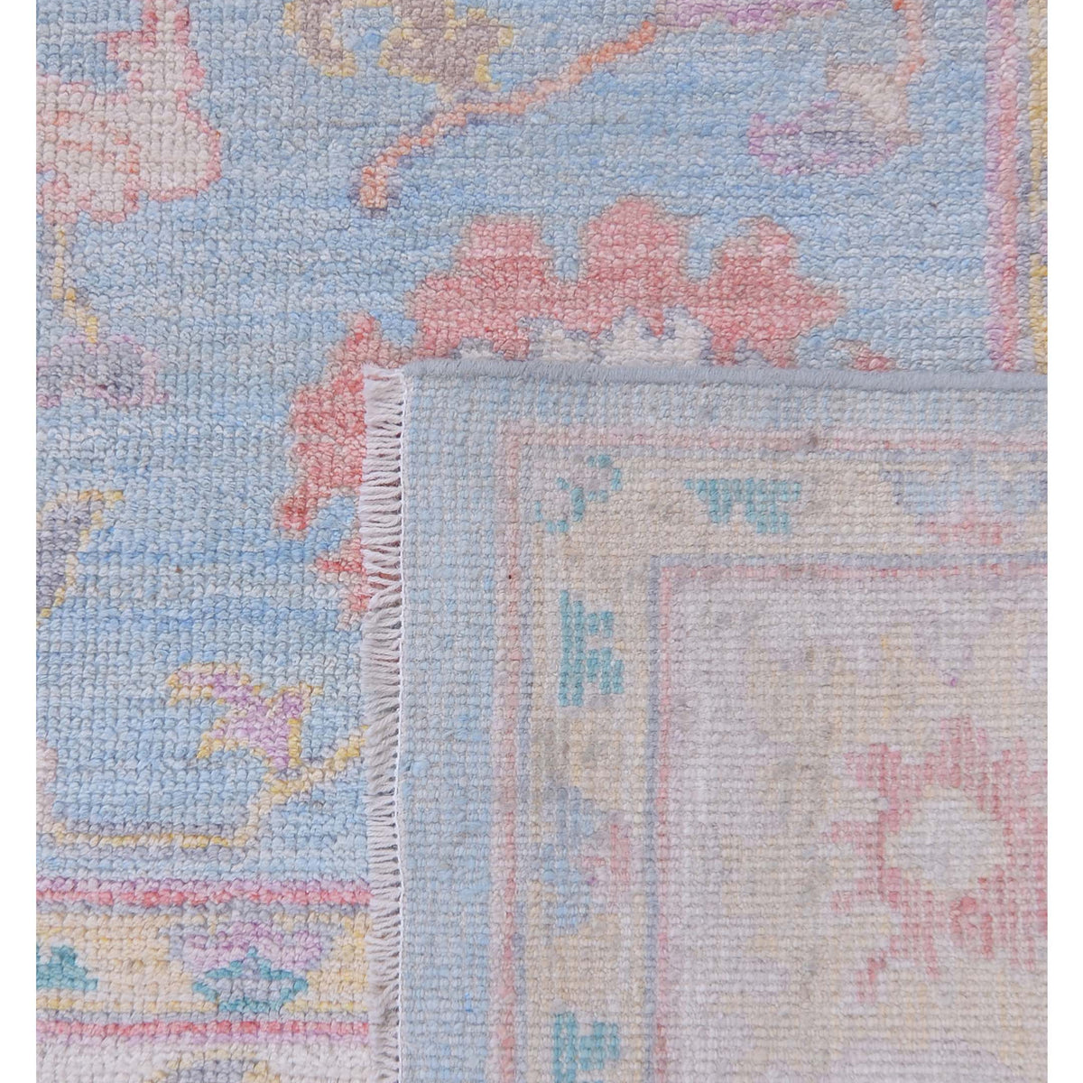 Pacific Ushak Wool Weft 42804 Blue Ivory Transitional Hand Knotted Rug