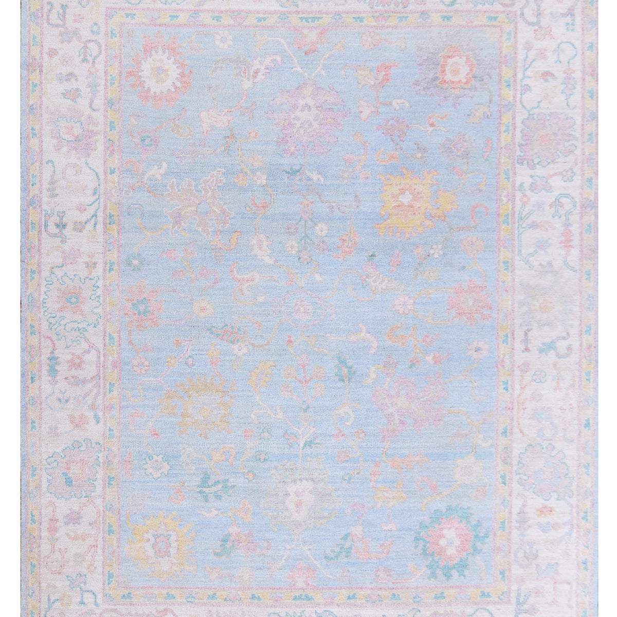 Pacific Ushak Wool Weft  Blue Ivory Transitional