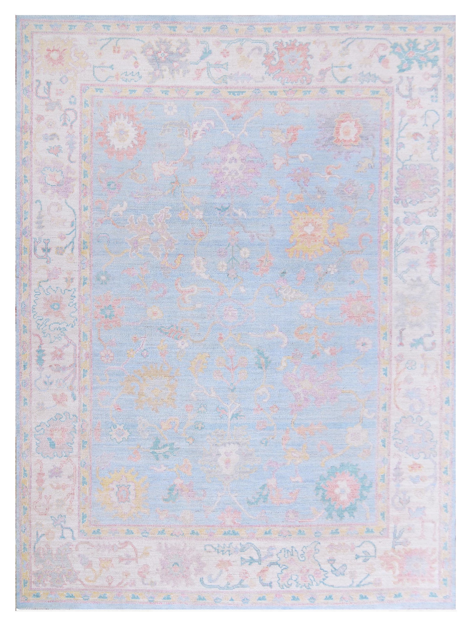Pacific Ushak Wool Weft  Blue Ivory Transitional