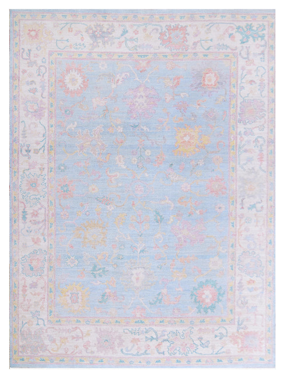 Pacific Ushak Wool Weft  Blue Ivory Transitional