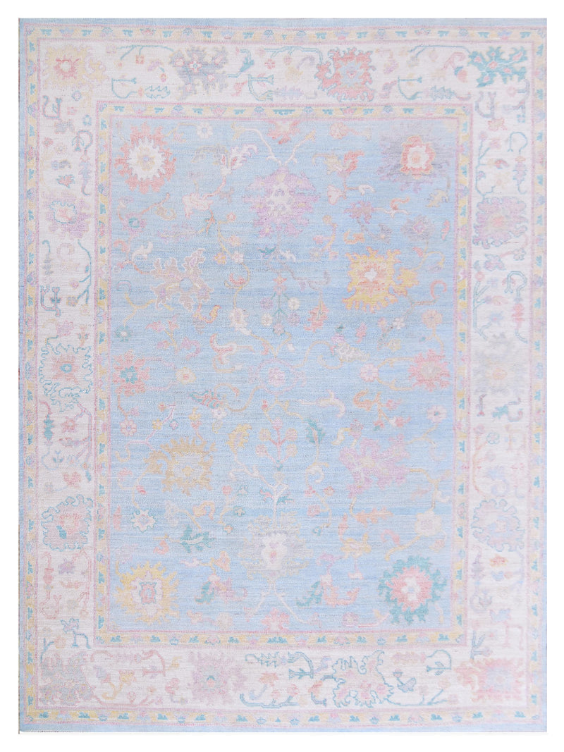 Pacific Ushak Wool Weft  Blue Ivory Transitional