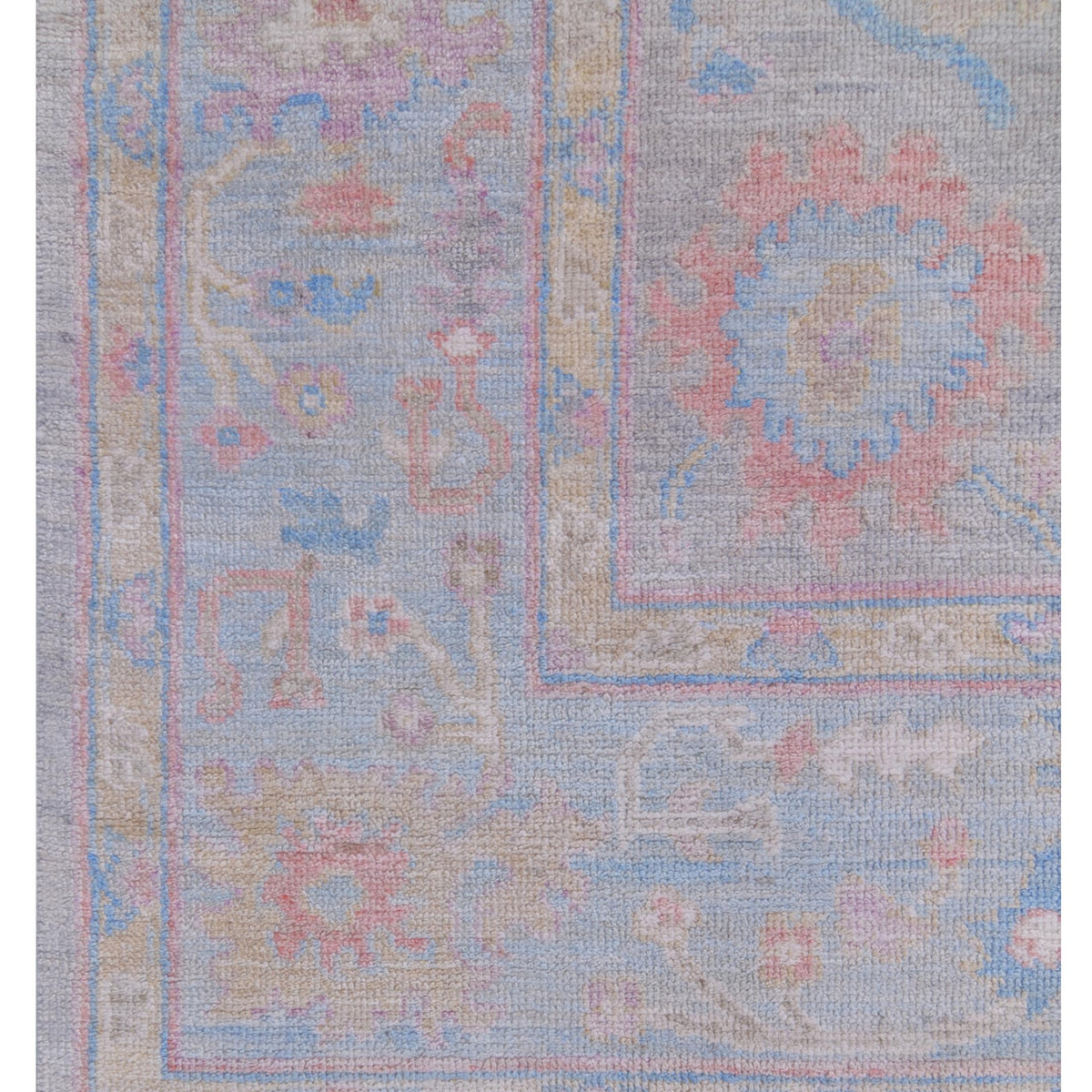 Pacific Ushak Wool Weft 42805 Grey Blue Transitional Hand Knotted Rug