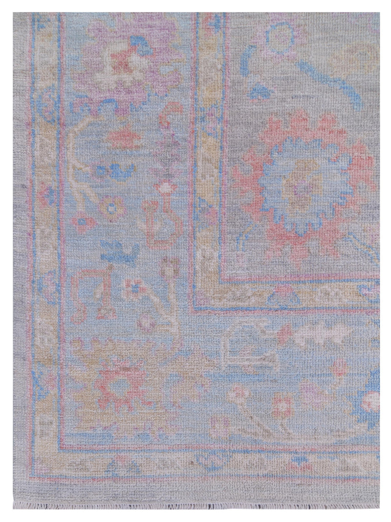 Pacific Ushak Wool Weft 42805 Grey Blue Transitional Hand Knotted Rug